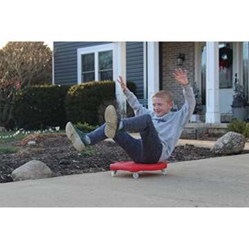Square Scooter Board with Safety Hand Guards - Red - Heavy Duty Plastic - Physical Education Class or Home Usage.