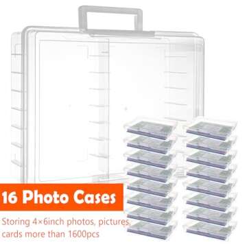 Find Scrapblooms Plastic Clear Photo Storage Box Picture Storage Containers With Handle,16 inner 4×6 inch Photo Cases For Photos,Picture,Greeting Card,Stickers,Seed,Craft Supplies (Clear)