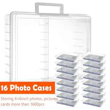 Find Scrapblooms Plastic Clear Photo Storage Box Picture Storage Containers With Handle,16 inner 4×6 inch Photo Cases For Photos,Picture,Greeting Card,Stickers,Seed,Craft Supplies (Clear)