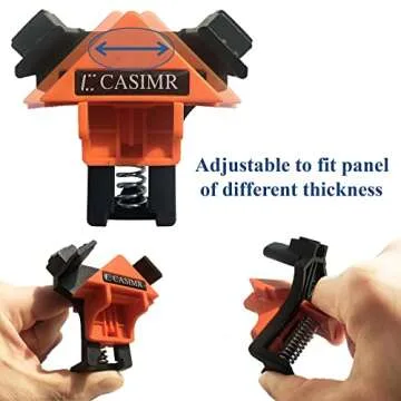 C CASIMR 90 Degree Corner Clamp, 4 Pack Adjustable Single Handle Spring Loaded Right Angle Clamp,Swing Woodworking Clip Clamp Tool