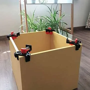 C CASIMR 90 Degree Corner Clamp, 4 Pack Adjustable Single Handle Spring Loaded Right Angle Clamp,Swing Woodworking Clip Clamp Tool