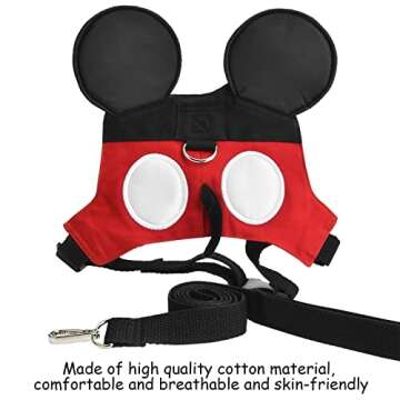 Toddler Leash & Harness, Yimidear Child Anti Lost Leash Baby Cute Safety Harness Belt Strap Hold Kids Close While Walking for Boys and Girls(Red)