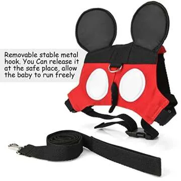 Toddler Leash & Harness, Yimidear Child Anti Lost Leash Baby Cute Safety Harness Belt Strap Hold Kids Close While Walking for Boys and Girls(Red)