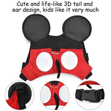 Toddler Leash & Harness, Yimidear Child Anti Lost Leash Baby Cute Safety Harness Belt Strap Hold Kids Close While Walking for Boys and Girls(Red)