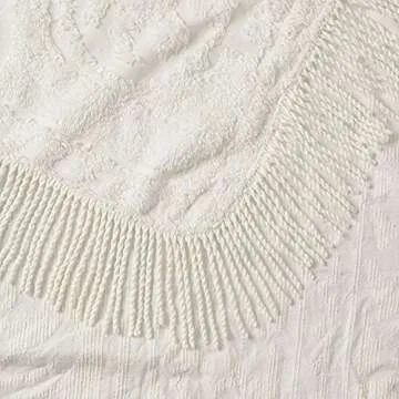 Beatrice Home Fashions Medallion Chenille Bedspread, Queen, Ivory