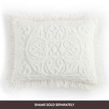 Beatrice Home Fashions Medallion Chenille Bedspread, Queen, Ivory