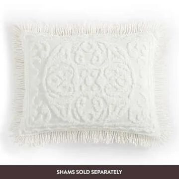 Beatrice Home Fashions Medallion Chenille Bedspread, Queen, Ivory