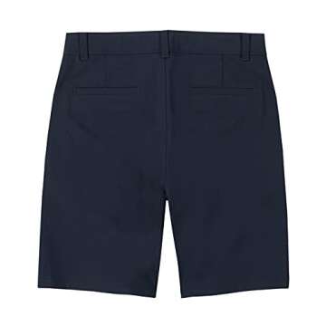 IZOD Boys' School Uniform Flat Front Khaki Shorts, Moisture Wicking Performance Fabric, Wrinkle & Fa...