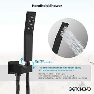 Gotonovo Matte Black Rain Mixer Shower Faucet Set