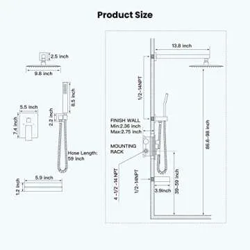 Gotonovo Matte Black Rain Mixer Shower Faucet Set