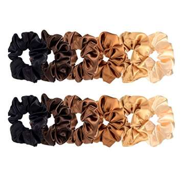 BBTO 12 Pieces 4.3 inch Satin Hair Scrunchies for Women Elastic Hair Bobbles Scrunchies Hair Ties fo...