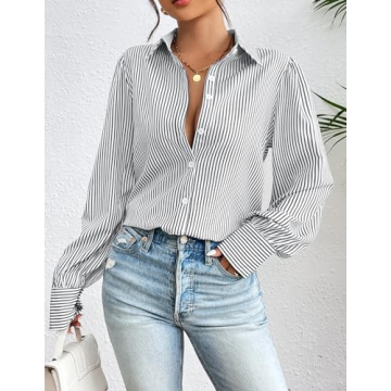 Stylish Oversized Striped Blouse for Women