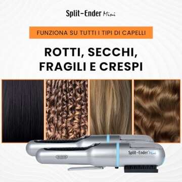 Split-Ender Mini - The Original Cordless Split End Hair Trimmer Automatic 3 AAA Battery Home Care Clipper 2-in-1 for Dry Damaged Splitting Broken Brittle Straight Curly Frizzy Beauty Styling - Blue