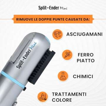 Split-Ender Mini - The Original Cordless Split End Hair Trimmer Automatic 3 AAA Battery Home Care Clipper 2-in-1 for Dry Damaged Splitting Broken Brittle Straight Curly Frizzy Beauty Styling - Blue