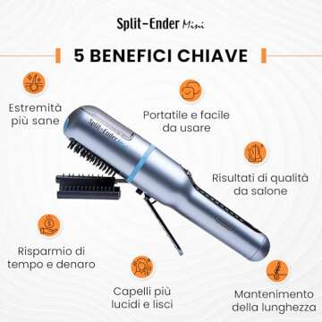 Split-Ender Mini - The Original Cordless Split End Hair Trimmer Automatic 3 AAA Battery Home Care Clipper 2-in-1 for Dry Damaged Splitting Broken Brittle Straight Curly Frizzy Beauty Styling - Blue
