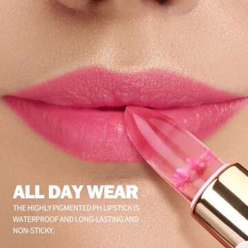 KIMUSE pH Lip Balm, Ph Lipstick Color Changing Flower Balm, Long-Lasting Hydrate & Plump Color Chang...