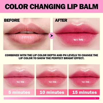 KIMUSE pH Lip Balm, Ph Lipstick Color Changing Flower Balm, Long-Lasting Hydrate & Plump Color Changing Lip Balm