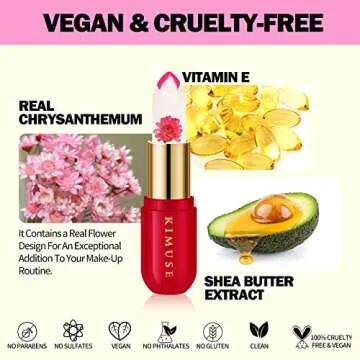 KIMUSE pH Lip Balm, Ph Lipstick Color Changing Flower Balm, Long-Lasting Hydrate & Plump Color Changing Lip Balm