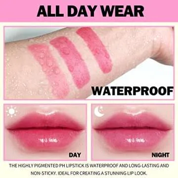 KIMUSE pH Lip Balm, Ph Lipstick Color Changing Flower Balm, Long-Lasting Hydrate & Plump Color Changing Lip Balm