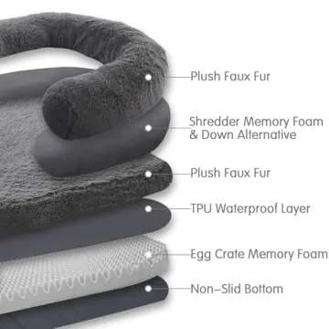YAEM Foldable Human Dog Bed for People Adult, Memory Foam Dog Bed for Humans, Faux Fur Orthopedic Human Sized Pet Beds with Waterproof Liner, Dark Grey, 71"x45"x10"