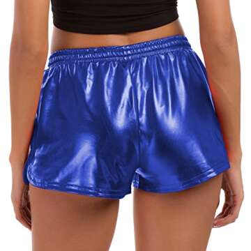 Women's Sparkly Metallic Shorts for Festivals and Parties