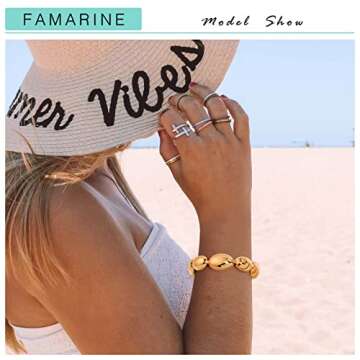 Elegant FAMARINE Gold Fashion Bangle Bracelet - Versatile Oval Link Design