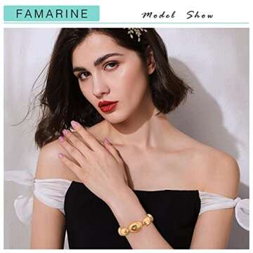 FAMARINE Gold Bangle Bracelet for Stylish Accessory Lovers