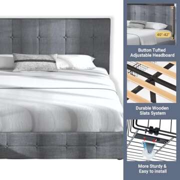 Allewie Queen Platform Bed with Storage Drawers and Headboard
