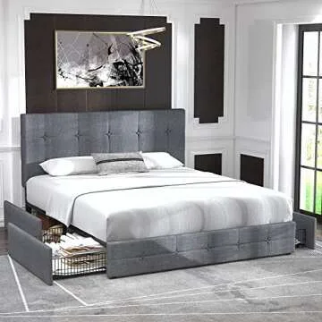 Allewie Queen Platform Bed with Storage Drawers and Headboard