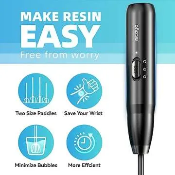 ISTOYO Rechargeable Resin Mixer, Epoxy Mixer for Saving Your Wrist, Epoxy Resin Mixer, Resin Stirrer for Resin Molds, Resin Supplies, Resin, Silicone Molds Mixing, DIY Crafts (Included 4 pcs Paddles)