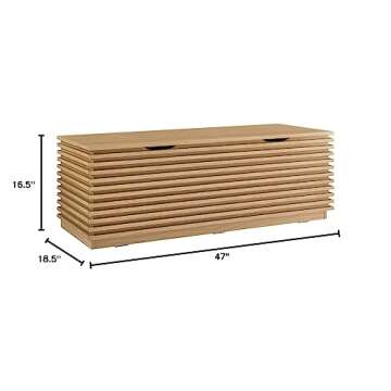 Modway Render 47" Wood Grain Storage Bench in Oak