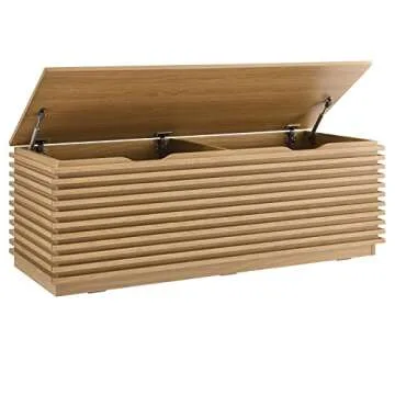 Modway Render 47" Wood Grain Storage Bench in Oak