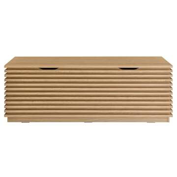 Modway Render 47" Wood Grain Storage Bench in Oak