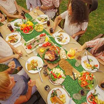 Artificial Grass Table Runners Grass Runner for Table Synthetic Grass Table Runner Glass Table Top Decoration for Wedding Birthday Party Banquet Baby Shower Home (14 x 48 Inch)