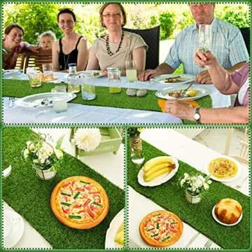 Artificial Grass Table Runners Grass Runner for Table Synthetic Grass Table Runner Glass Table Top Decoration for Wedding Birthday Party Banquet Baby Shower Home (14 x 48 Inch)