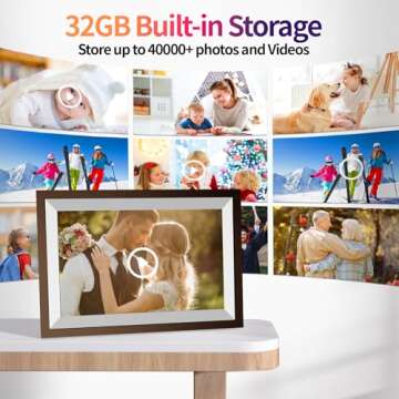 10.1 inch WiFi Digital Picture Frame, 32GB Smart Digital Photo Frame with WiFi Share Photo Video via Frameo App