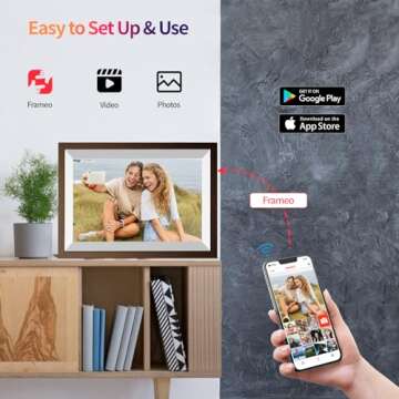 10.1 inch WiFi Digital Picture Frame, 32GB Smart Digital Photo Frame with WiFi Share Photo Video via Frameo App