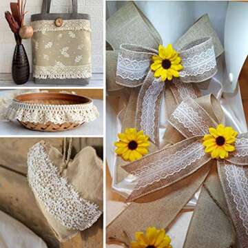 Beige Cotton Lace Trim Crochet Lace Ribbon Edge Scallop Lace Assorted Vintage Lace Fabric Trim for Handmade DIY Crafts Sewing Decorations Home Furnishing Lace Accessories, 7 Types, 5 Yards Each Roll