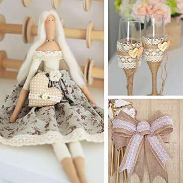 Beige Cotton Lace Trim Crochet Lace Ribbon Edge Scallop Lace Assorted Vintage Lace Fabric Trim for Handmade DIY Crafts Sewing Decorations Home Furnishing Lace Accessories, 7 Types, 5 Yards Each Roll