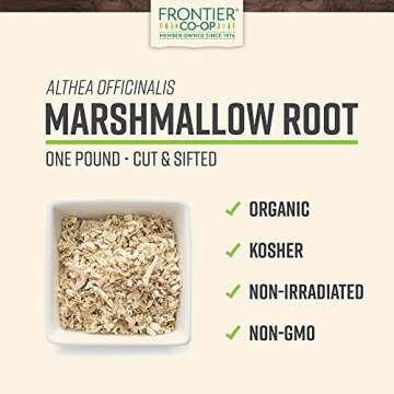 Frontier Co-op Organic Marshmallow Root Herb, Cut & Sifted, 1lb Bulk Bag – Perfect for Marshmallow Root Tea, Marshmallow Root Powder, Capsules & More