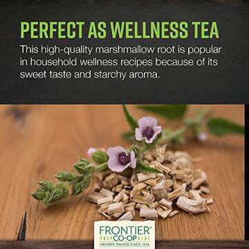 Frontier Co-op Organic Marshmallow Root Herb, Cut & Sifted, 1lb Bulk Bag – Perfect for Marshmallow Root Tea, Marshmallow Root Powder, Capsules & More