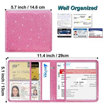 Pink Glitter Car Registration & Insurance Holder for Drivers