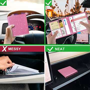 Pink Glitter Car Registration & Insurance Holder for Drivers