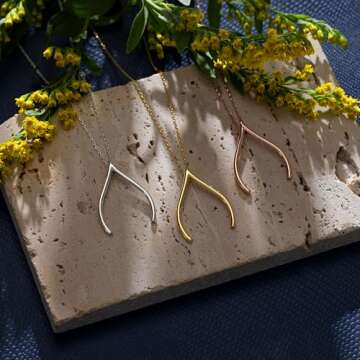 Wishbone Ring Holder Necklace Sterling Silver,Ring Keeper Necklace for Women, Engagement Ring Holding Jewellery, Wishbone Good Luck Gift for Doctor and Nurse (Gold Plated, Standard 24")