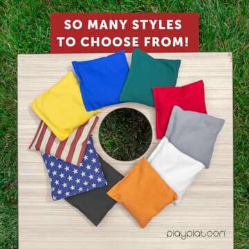 Play Platoon Weather Resistant Cornhole Bags - Set of 8 Regulation Size - Mr & Mrs Wedding Theme - Durable Duck Cloth for Tossing Game, Includes Tote Bag