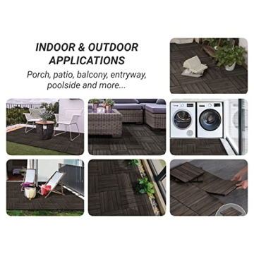 Yaheetech Interlocking Wooden Patio Deck Tiles