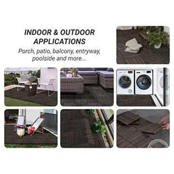 Yaheetech Interlocking Wooden Patio Deck Tiles