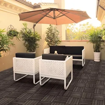 Yaheetech Interlocking Wooden Patio Deck Tiles