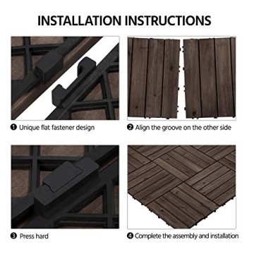Yaheetech Interlocking Wooden Patio Deck Tiles