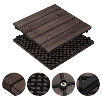 Yaheetech Interlocking Wooden Patio Deck Tiles